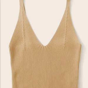 Seamless Ribbed khaki/tan Tank V-Neck